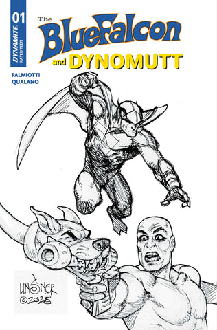 BLUE FALCON & DYNOMUTT #1 CVR L INC 1:10 JOSEPH MICHAEL LINSNER LINE ART VAR