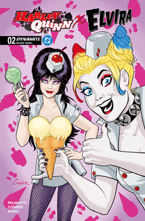 HARLEY QUINN X ELVIRA #2 CVR K INC 1:10 AMANDA CONNER ICE CREAM ORIGINAL VAR