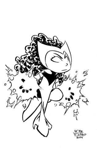 SCARLET WITCH #1 SKOTTIE YOUNG'S BIG MARVEL VIRGIN BLACK AND WHITE VARIANT 1:50