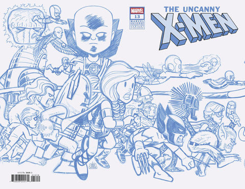 UNCANNY X-MEN #13 CHRIS GIARRUSSO MARVEL UNIVERSE CONNECTING BLUE LINE SKETCH WRAP VARIANT N 1:50