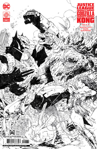 JUSTICE LEAGUE VS GODZILLA VS KONG #1 (OF 7) CVR J INC 1:100 JIM LEE & SCOTT WILLIAMS B&W CARD STOCK VAR