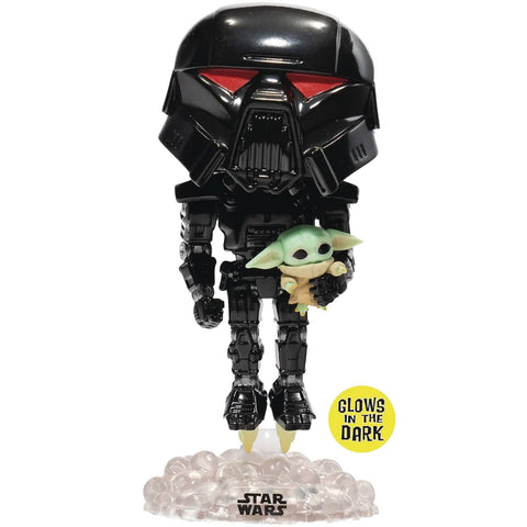 POP STAR WARS DARK TROOPER W/GROGU GITD VINYL FIG (NET) (C: